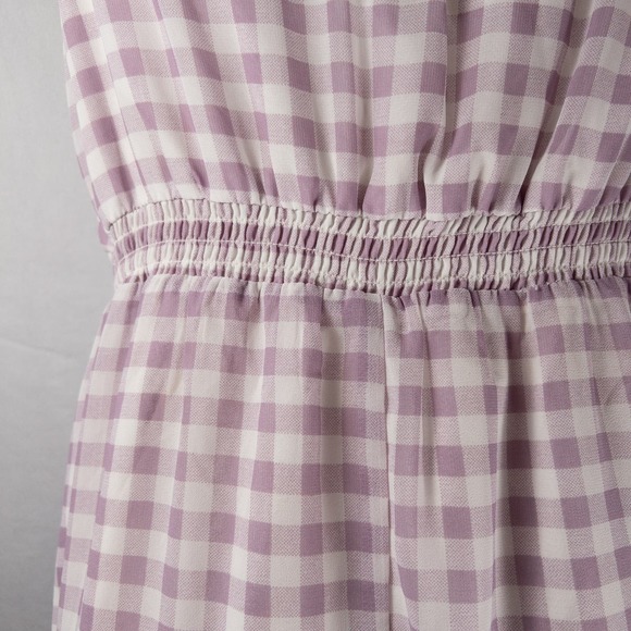 Isabel Maternity Easter Purple Plaid Maxi Dress Elastic Empire Medium Flutter - Picture 4 of 4